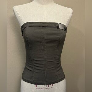 Silence + Noise Charli Structured Tube Top Olive Green w/ Silver Buckle accent